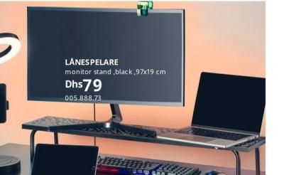LÄNES PELARE monitor stand, black, 97x19 cm