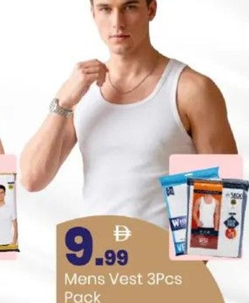 WHITE Mens Vest 3Pcs Pack