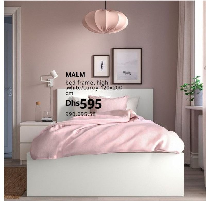 MALM bed frame, high, white/Luröy, 120x200 cm