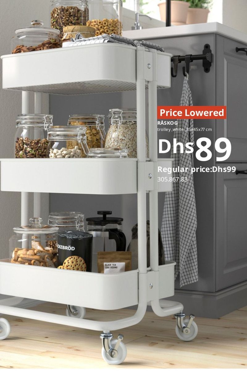 RÅSKOG trolley, white, 35x45x77 cm