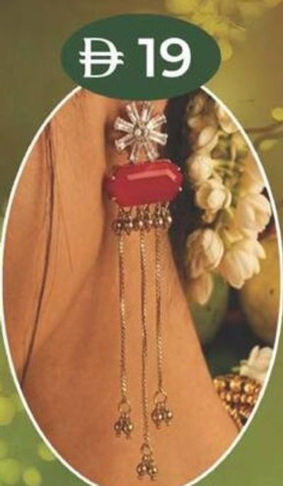 Ladies Earring (Red Stone Dangler)