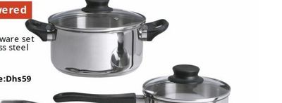 ANNONS 5-piece cookware set, glass/stainless steel