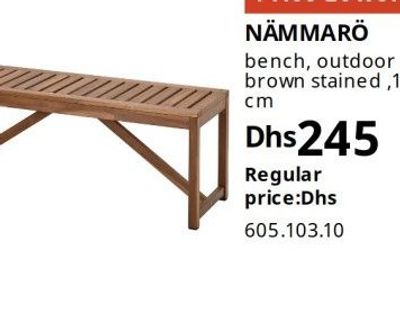 NÄMMARÖ bench, outdoor, light brown stained, 120 cm