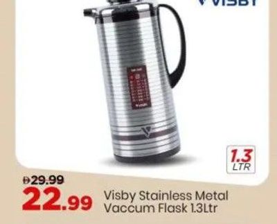 Visby Stainless Metal Vacuum Flask 1.3Ltr