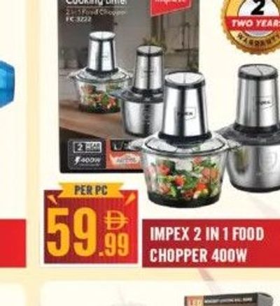 IMPEX 2 IN 1 FOOD CHOPPER 400W