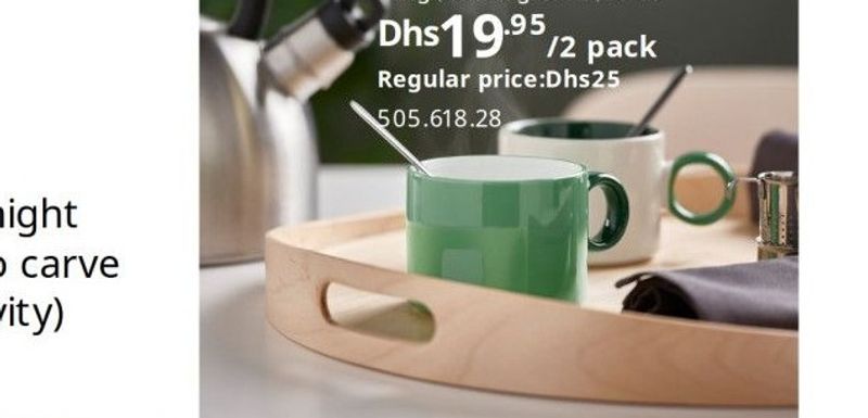 PIGGÅL mug, white/green, 30 cl /2 pack