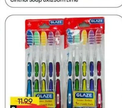 Glaze Toothbursh Family Pack 5+1 Assorted