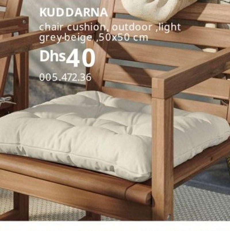 KUDDARNA chair cushion, outdoor, light grey-beige, 50x50 cm