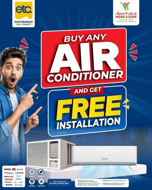 Buy Any Air Conditioner And Enjoy FREE Installation! from Mark & Save until 31st May