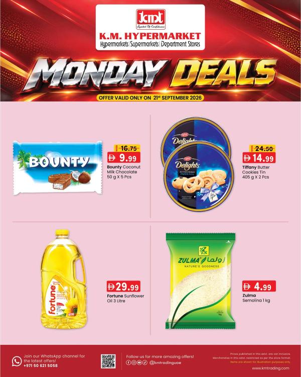 Monday Deals from K.M. TRADING until 21st September