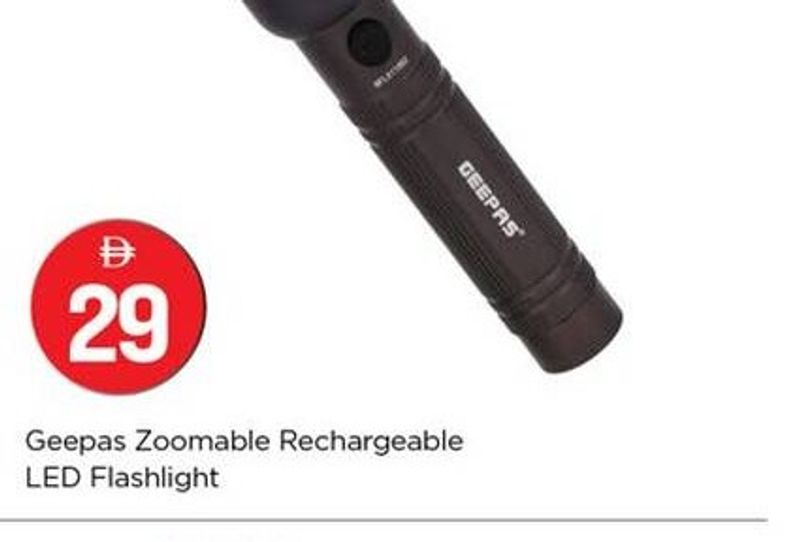 Geepas Zoomable Rechargeable LED Flashlight