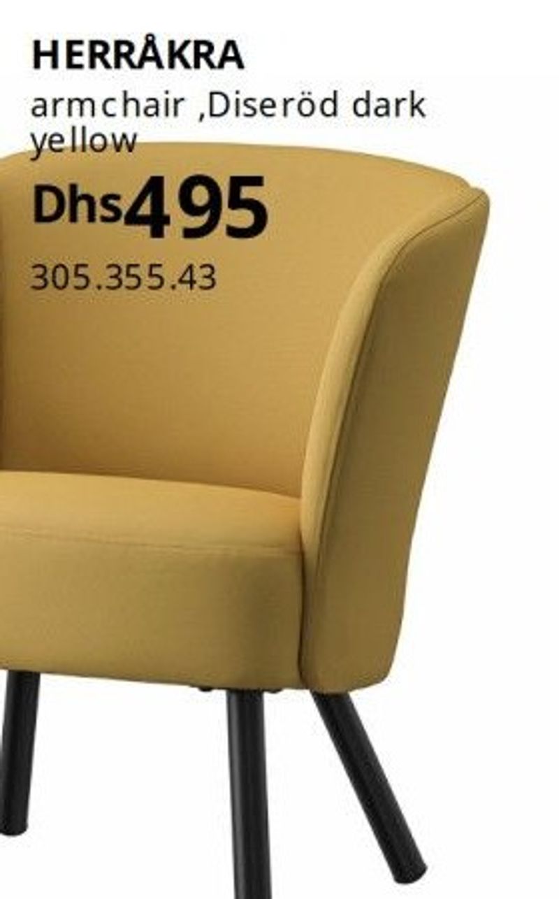 HERRÅKRA armchair, Diseröd dark yellow