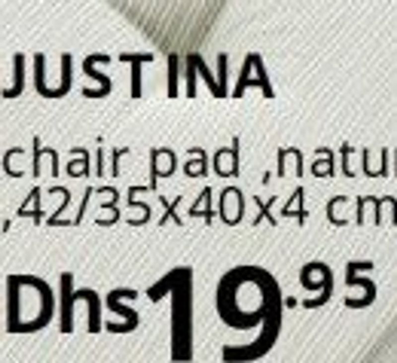 JUSTINA chair pad, natural, 42/35x40x4 cm