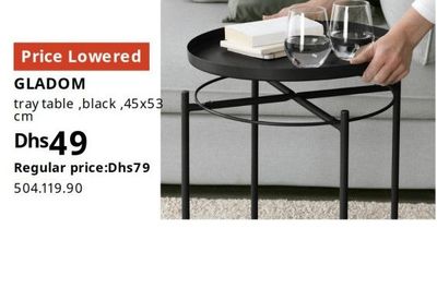 GLADOM tray table, black, 45x53 cm