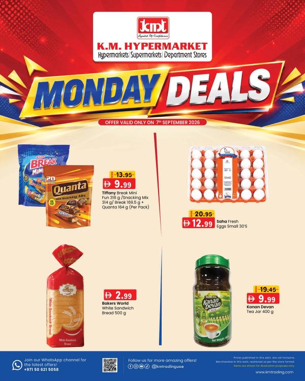Monday Deals from K.M. TRADING until 7th September