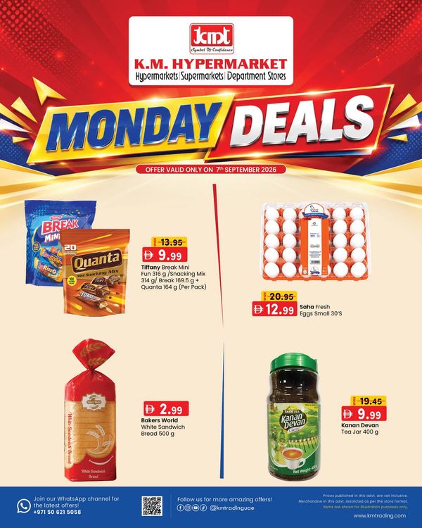 Monday Deals from K.M. TRADING until 7th September