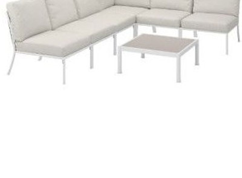 SEGERÖN 5-seat conversation set, outdoor white/beige/Frösön/Duvh beige