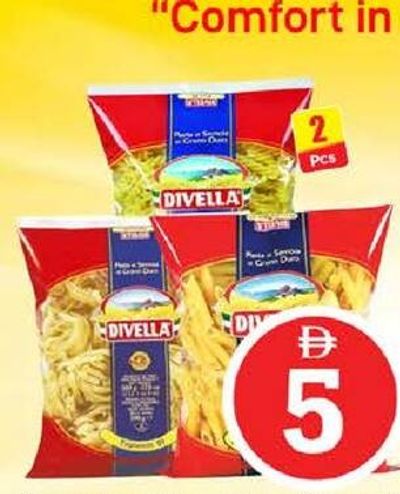 Divella Fusilli/Pene Rigate/Spaghetti Asstd 2x500gm