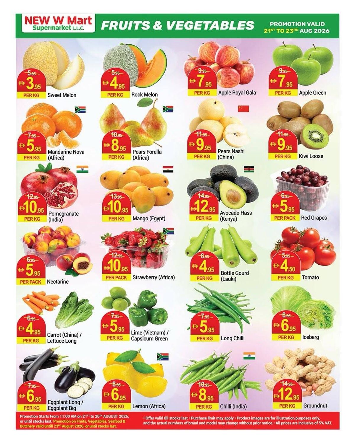 Fruits & Vegetables Deals from New W Mart until 23rd August