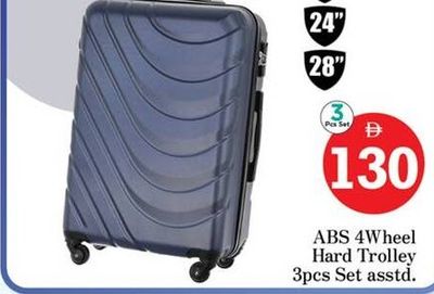 ABS 4Wheel Hard Trolley 3pcs Set asstd.