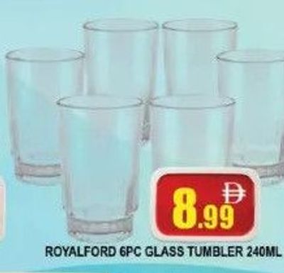ROYALFORD 6PC GLASS TUMBLER 240ML