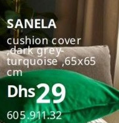 SANELA cushion cover dark grey-turquoise 65x65 cm