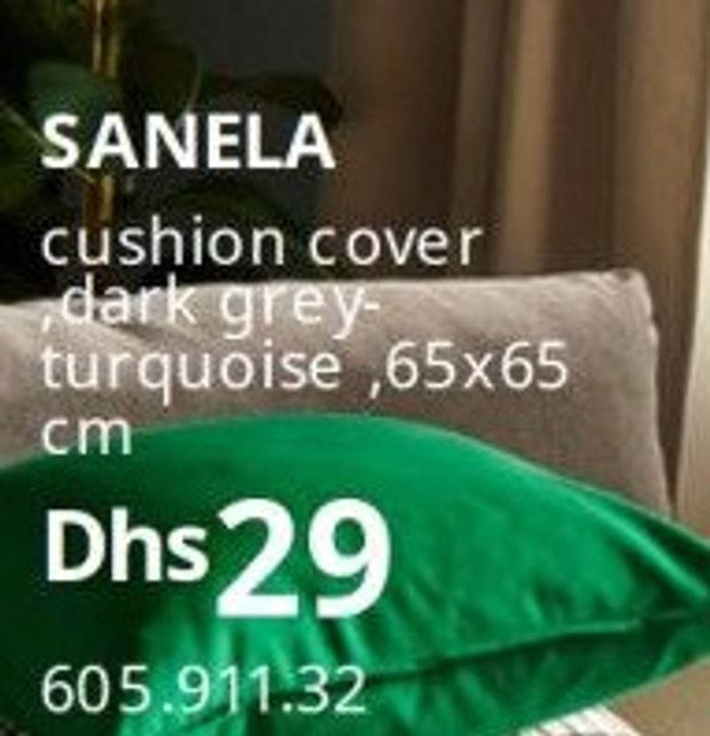 SANELA cushion cover dark grey-turquoise 65x65 cm