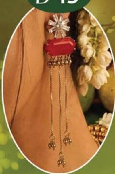 Ladies Red Stone Drop Earrings