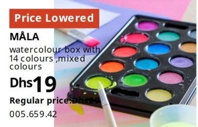 MÅLA watercolour box with 14 colours, mixed colours