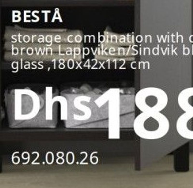 BESTÅ storage combination with doors, black-brown Lappviken/Sindvik black-brown clear glass, 180x42x112 cm