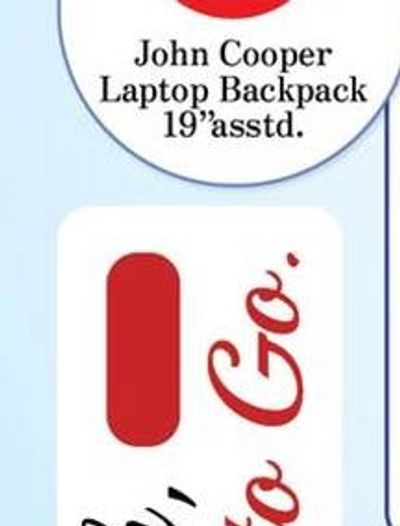 John Cooper Laptop Backpack 19" asstd.