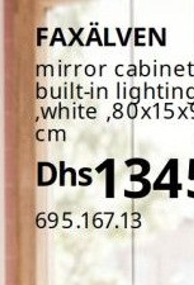 FAXÄLVEN mirror cabinet w built-in lighting, white, 80x15x95 cm