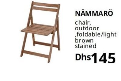 NÄMMARÖ chair, outdoor, foldable/light brown stained