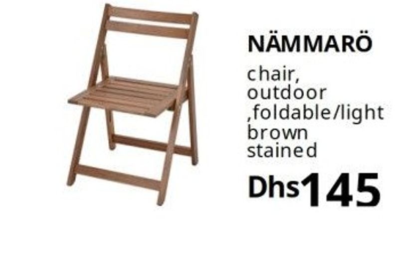 NÄMMARÖ chair, outdoor, foldable/light brown stained