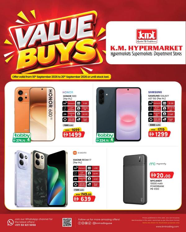 Value Days from K.M. TRADING until 20th September