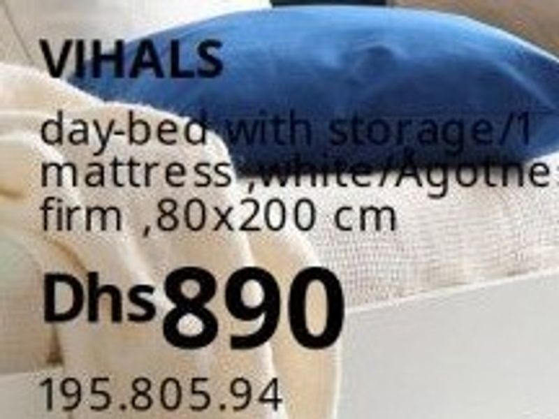 VIHALS day-bed with storage/1 mattress, white/Agotnes firm, 80x200 cm