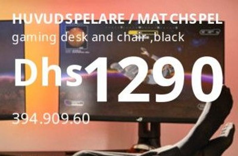 HUVUDSPELARE / MATCHSPEL gaming desk and chair, black