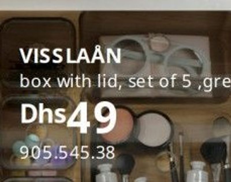 VISSLAAN box with lid, set of 5, grey