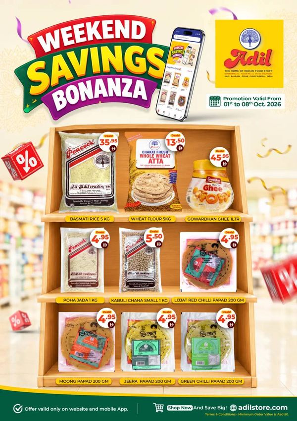 Weekend Savings Bonanza from Al Adil until 8th October