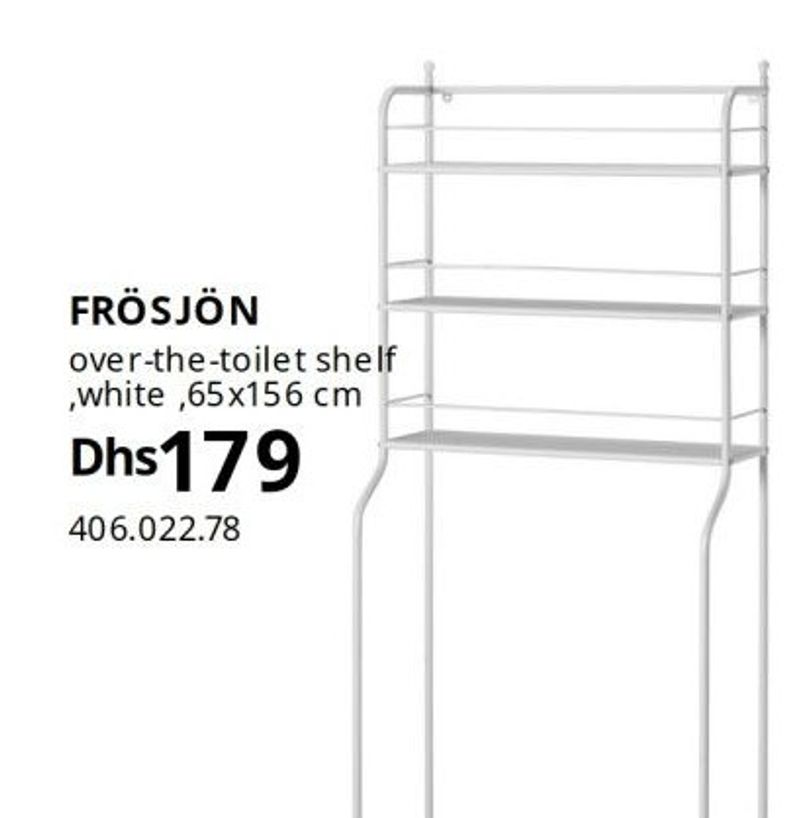 FRÖSJÖN over-the-toilet shelf, white, 65x156 cm