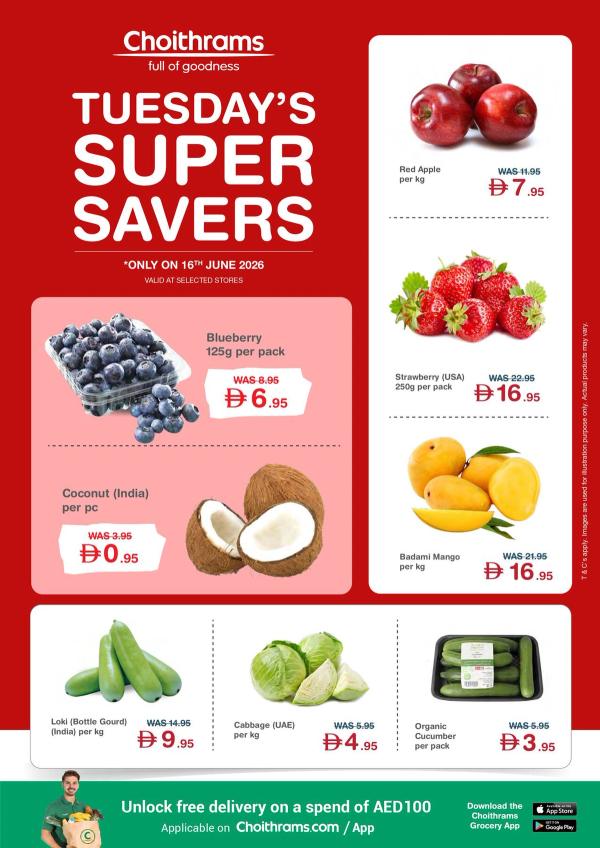 Tuesday's Super Savers from Choithrams until 16th June