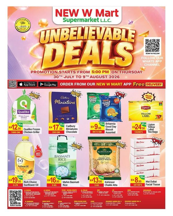Unleavable Deals from New W Mart until 9th August