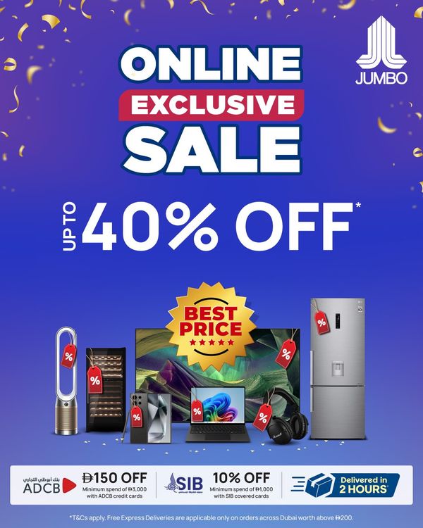 Exclusive Sale from Jumbo until 31st March