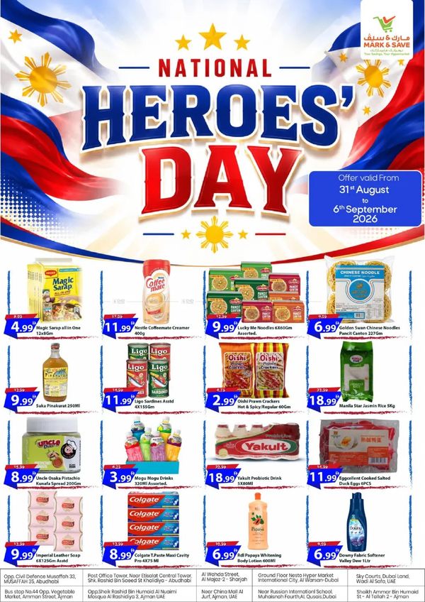 National Heroes' Day from Mark & Save until 6th September