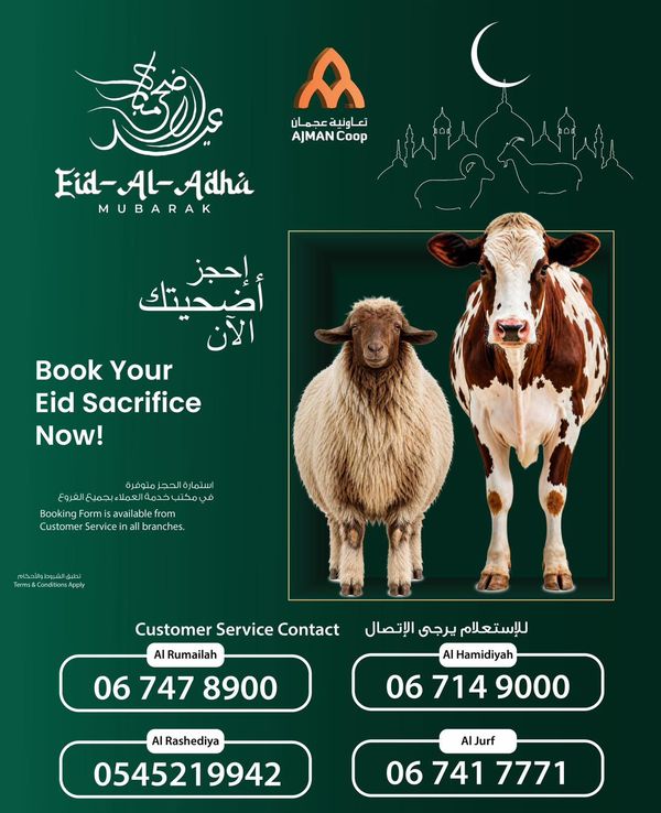 Book Your Eid Sacrifice Now from Ajman Coop until 30th May