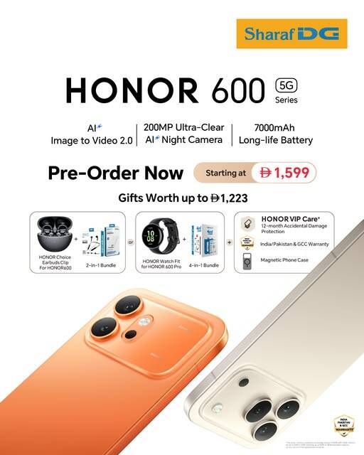 Sale On Honor 600 Series from Sharaf DG until 30th April