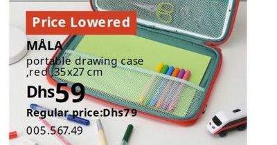 MÅLA portable drawing case, red, 35x27 cm