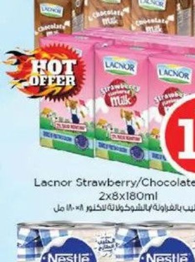Lacnor Strawberry/Chocolate Milk 2x8x180ml