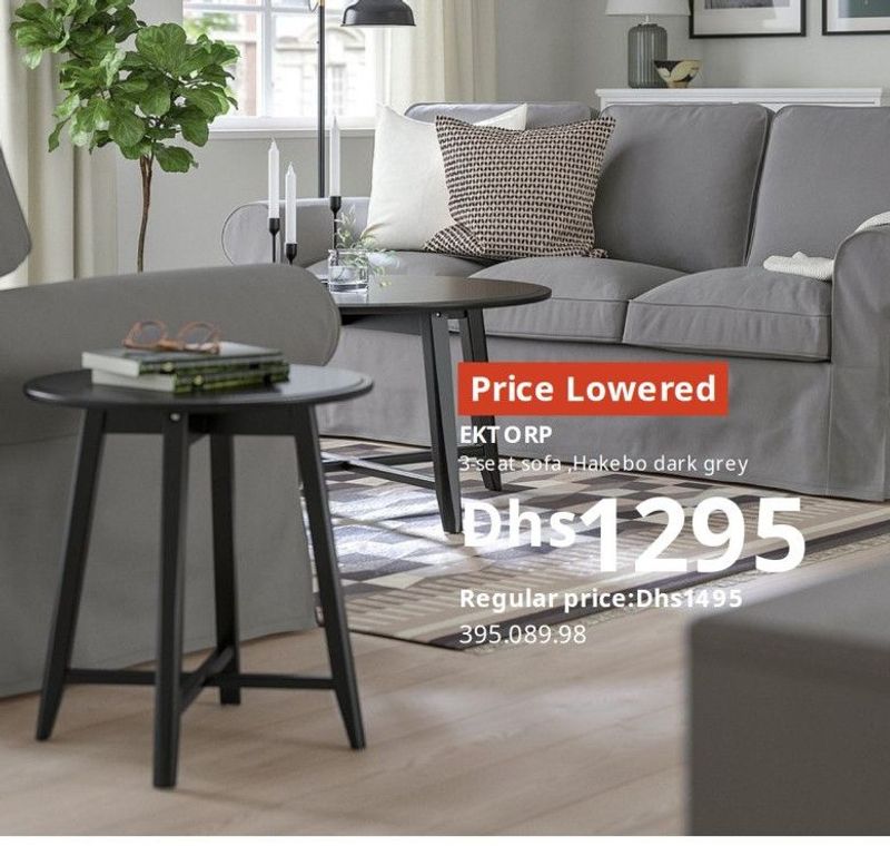 EKTORP 3-seat sofa, Hakebo dark grey