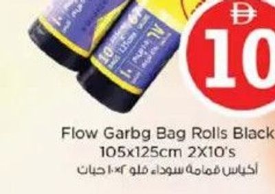 Flow Garbg Bag Rolls Black 105x125cm 2x10's